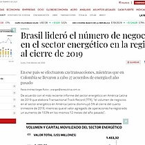 Brasil lider el nmero de negocios en el sector energtico en la regin al cierre de 2019
